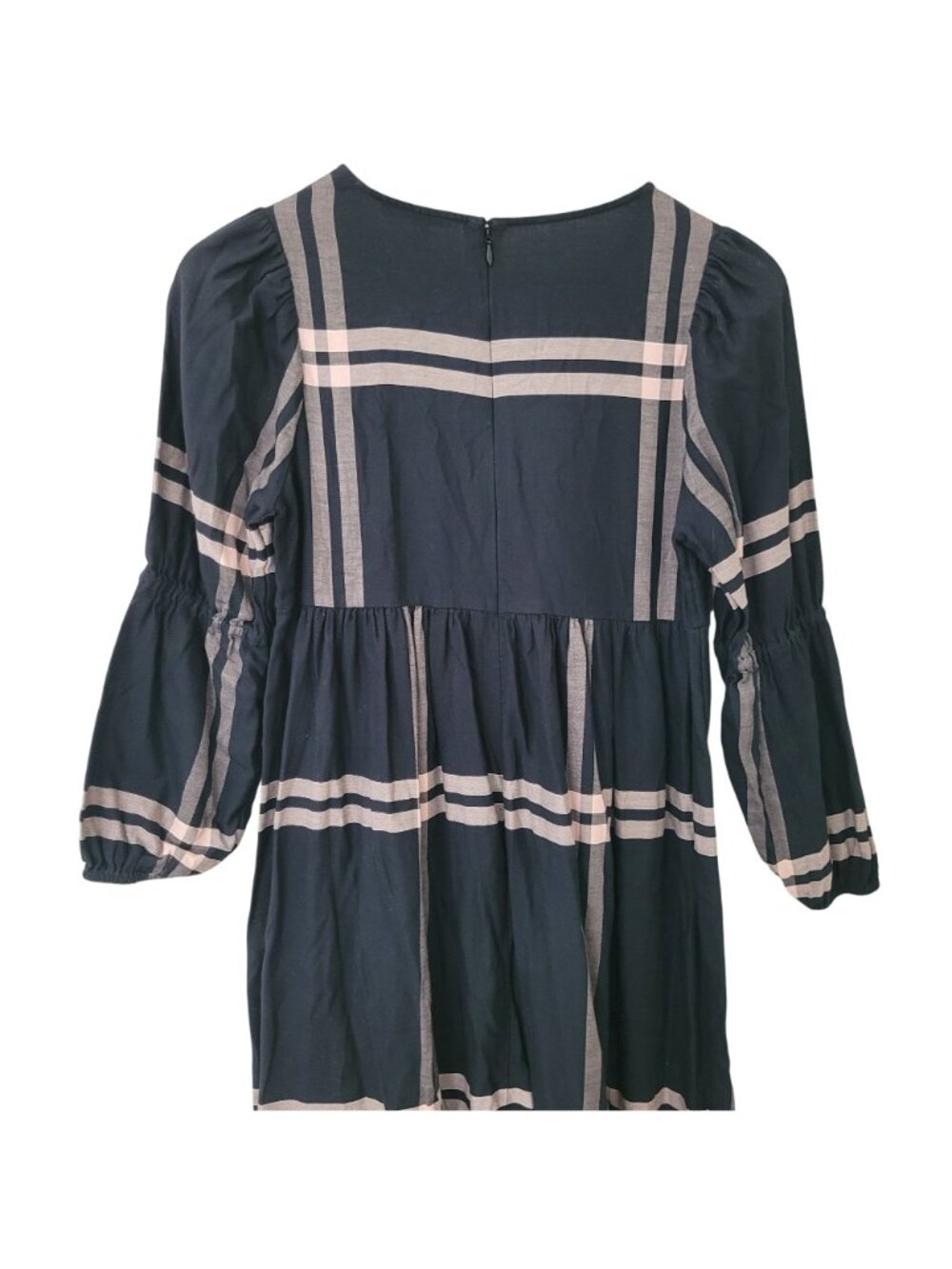 Madewell Plaid Empire Midi Dress Womens Size 0 Black & Pink Boho - Picture 4 of 8